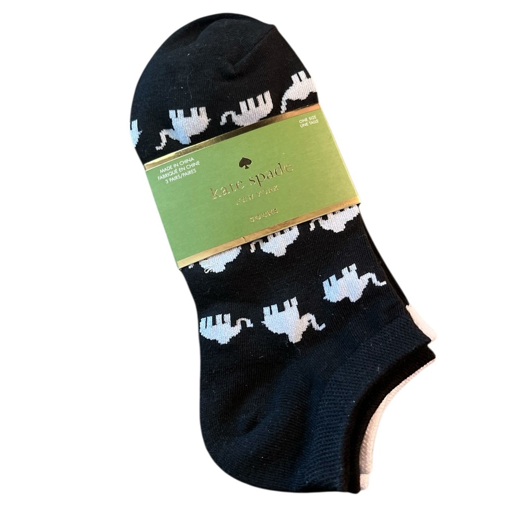 Kate Spade Black and White no show Elephant Socks